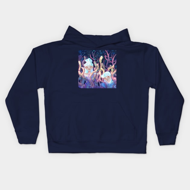 Mermaids in the coral Kids Hoodie by AnyelyRodriguez